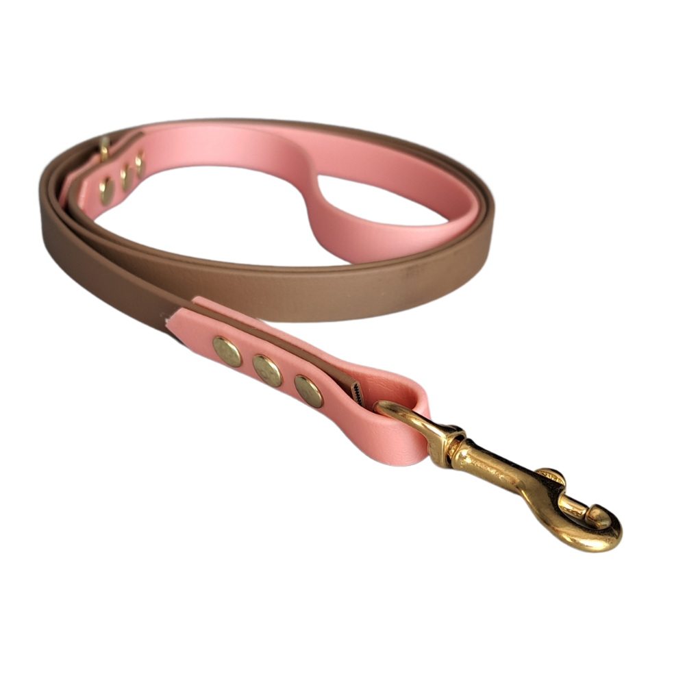 Bruin roze biothane waterproof leiband