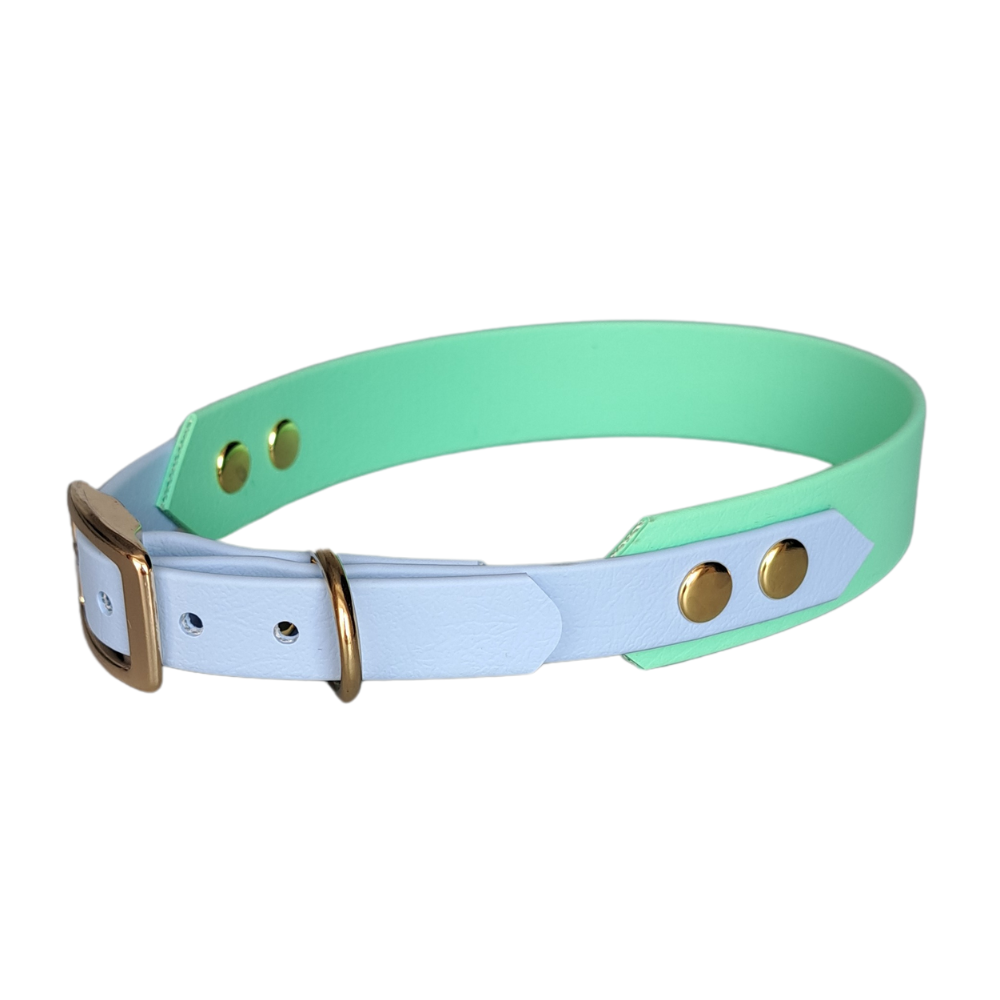 biothane halsband blauw groen