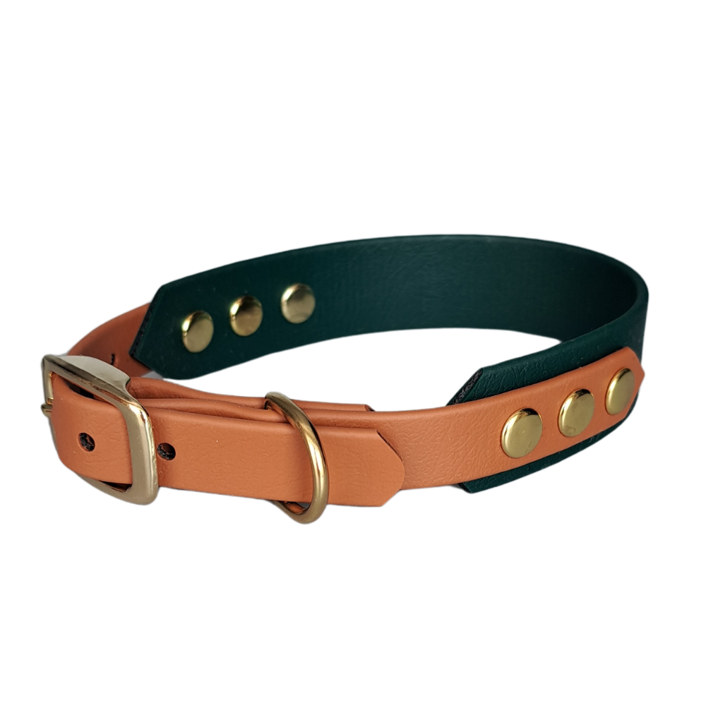 bruin zwarte biothane halsband