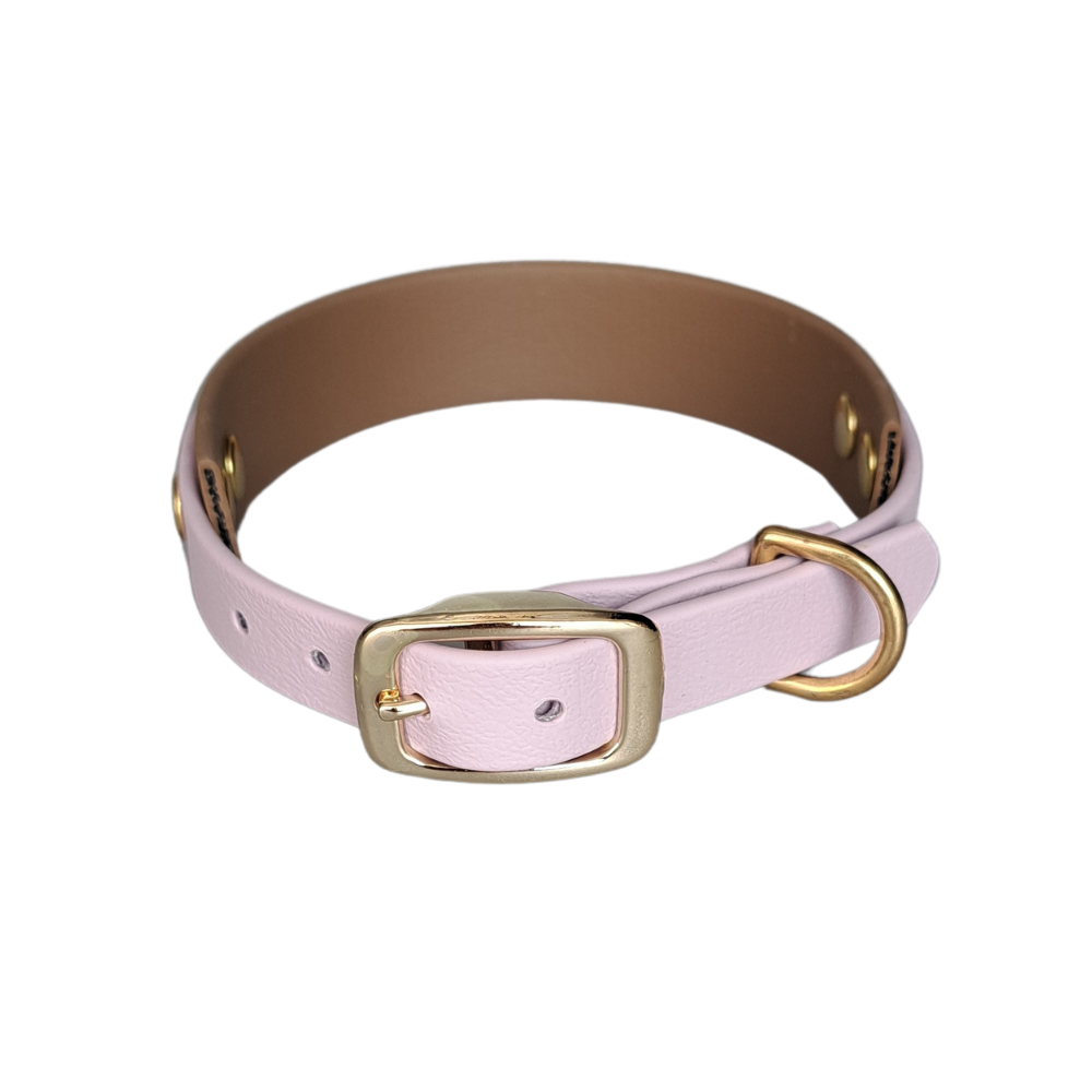 lila bruine halsband met gouden gesp