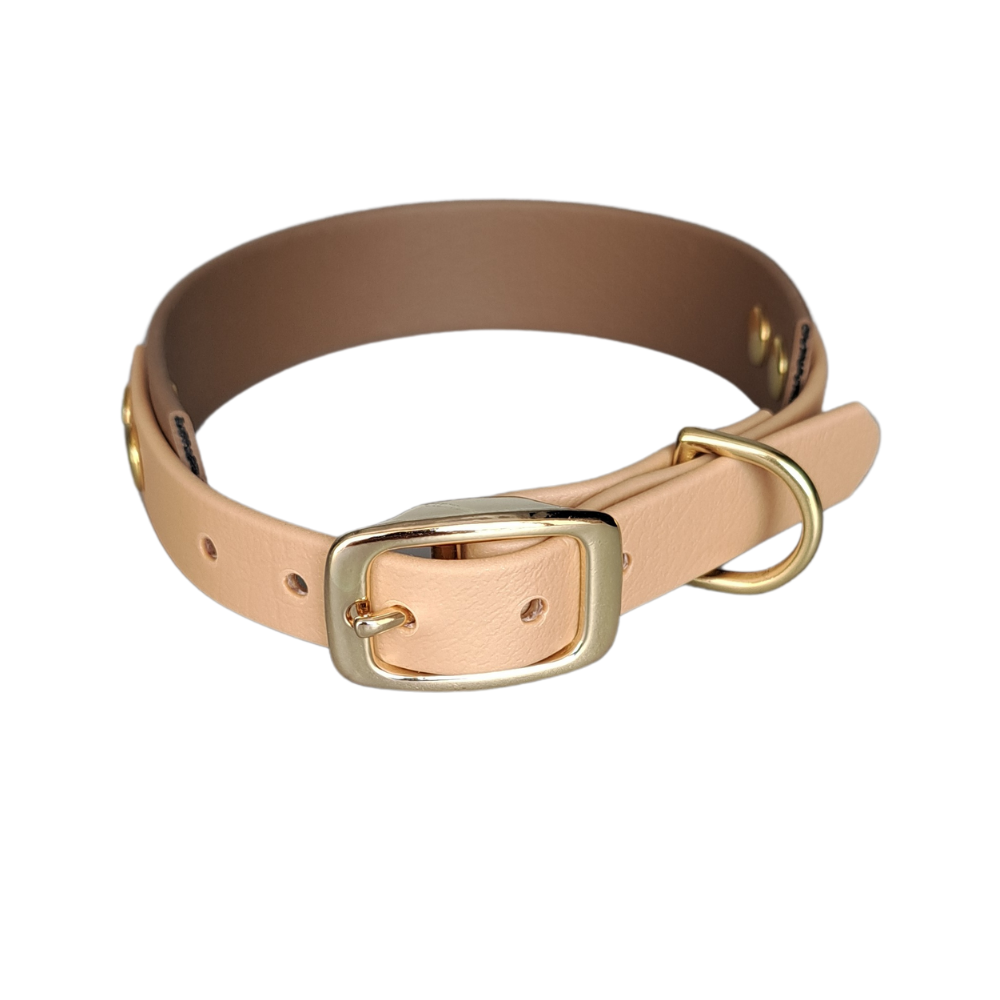 waterproof halsband beige bruin met gouden gesp