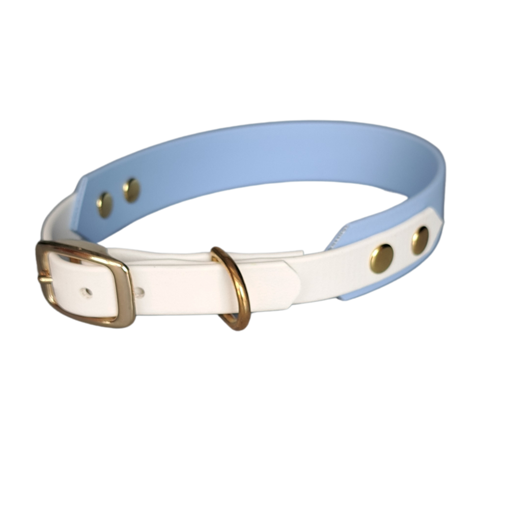 wit blauwe waterafstotende halsband