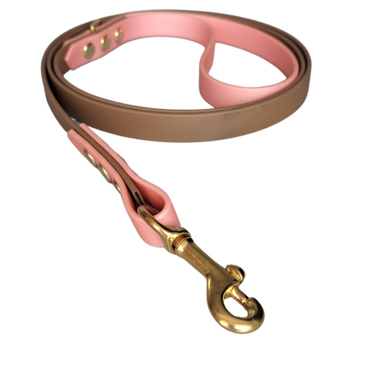 Bruin roze biothane leiband