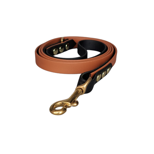 bruin zwarte biothane leiband