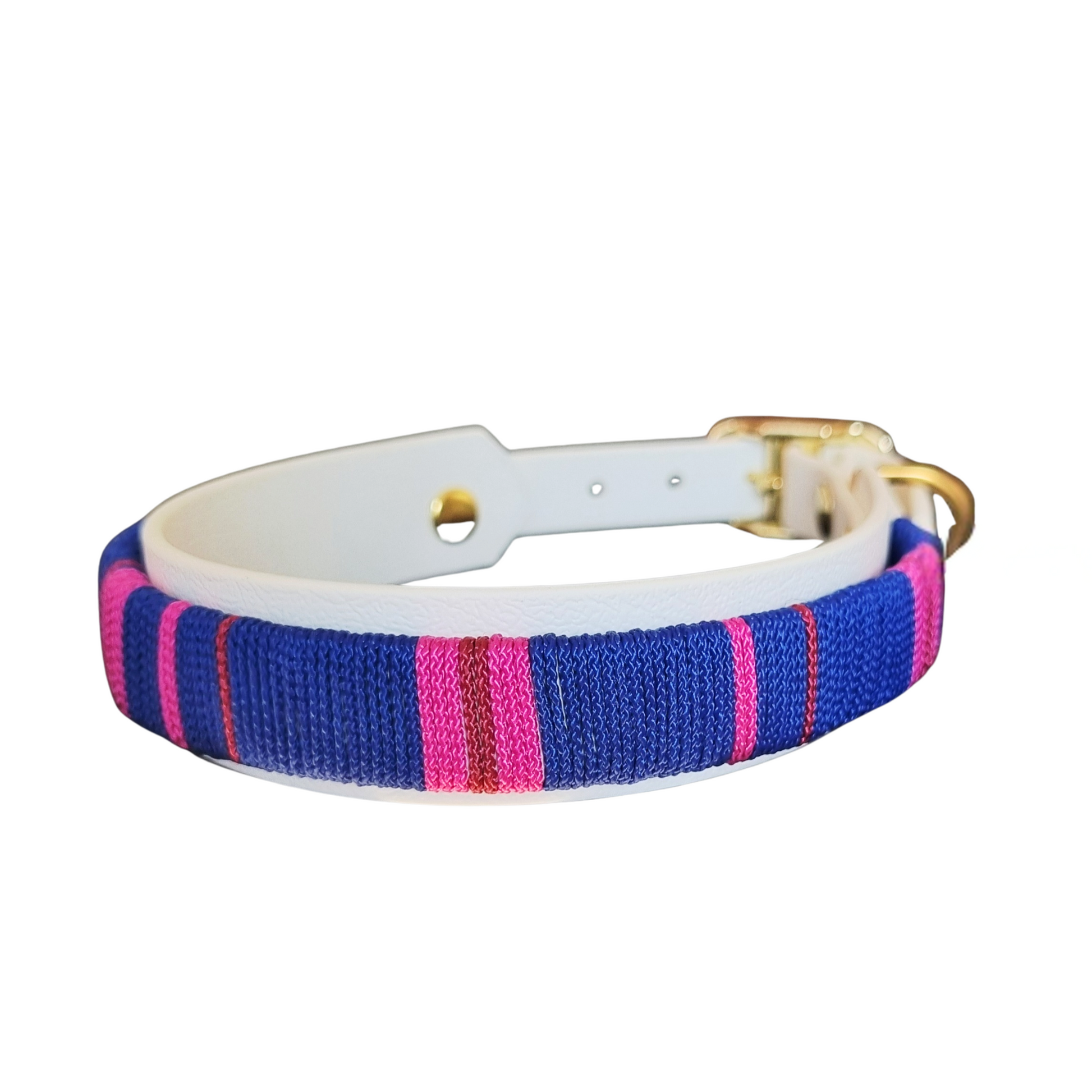 Handgeweven halsband uit de Cali Wave collectie, kleurrijk en waterproof, gemaakt door Dazzling Dog.