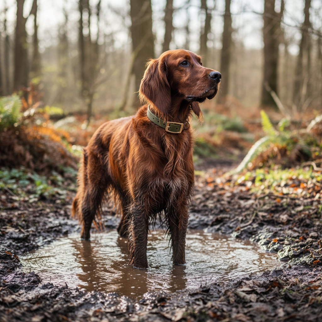 Klassieke olijfkleurige waterproof  halsband met gouden gesp  door Dazzling Dog