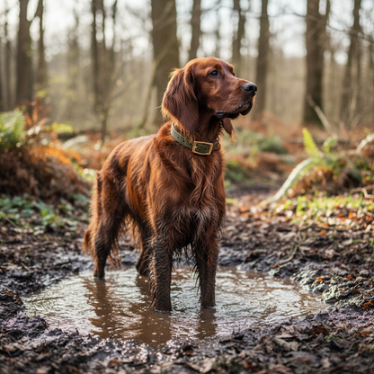 Klassieke olijfkleurige waterproof  halsband met gouden gesp  door Dazzling Dog
