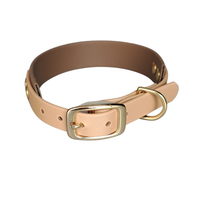 waterproof halsband beige bruin met gouden gesp