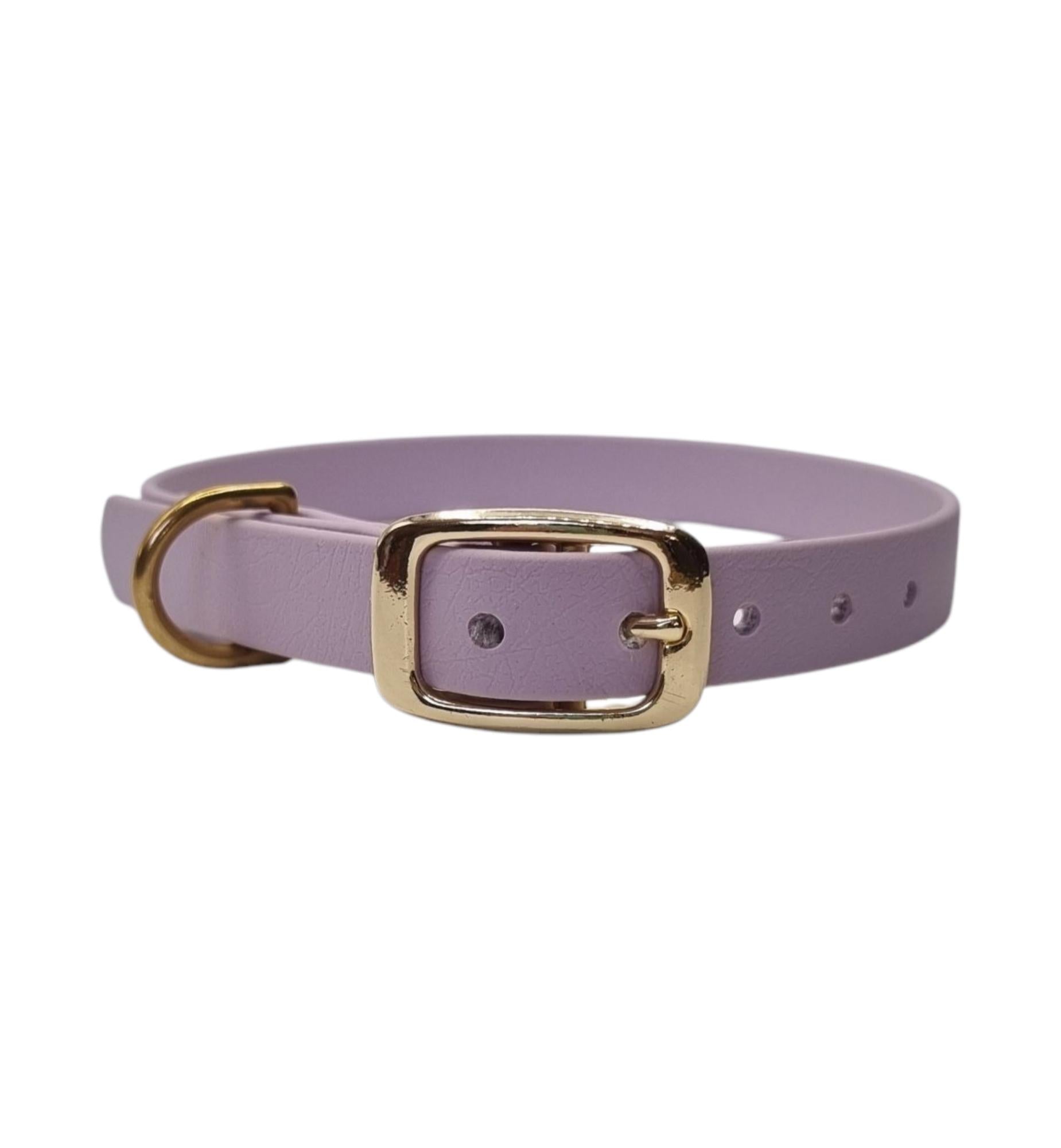 mauve halsband met gouden gesp