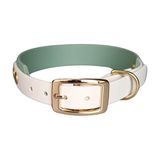 wit groene halsband met gouden gesp